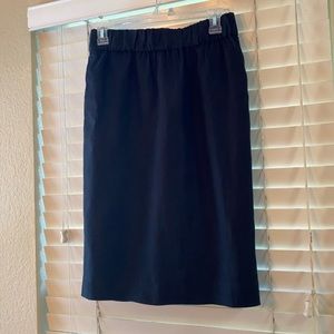 J. Crew Black Linen Elastic waistband lined MIDI skirt Size S Petite NWT